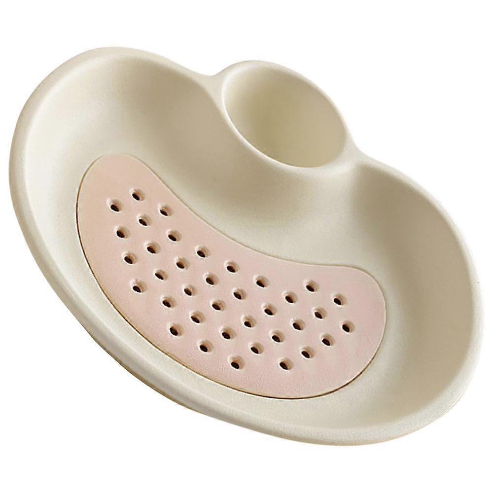 Beige Ceramic Dumpling Plate for Home Use with Sauce Compartment 1 Piece