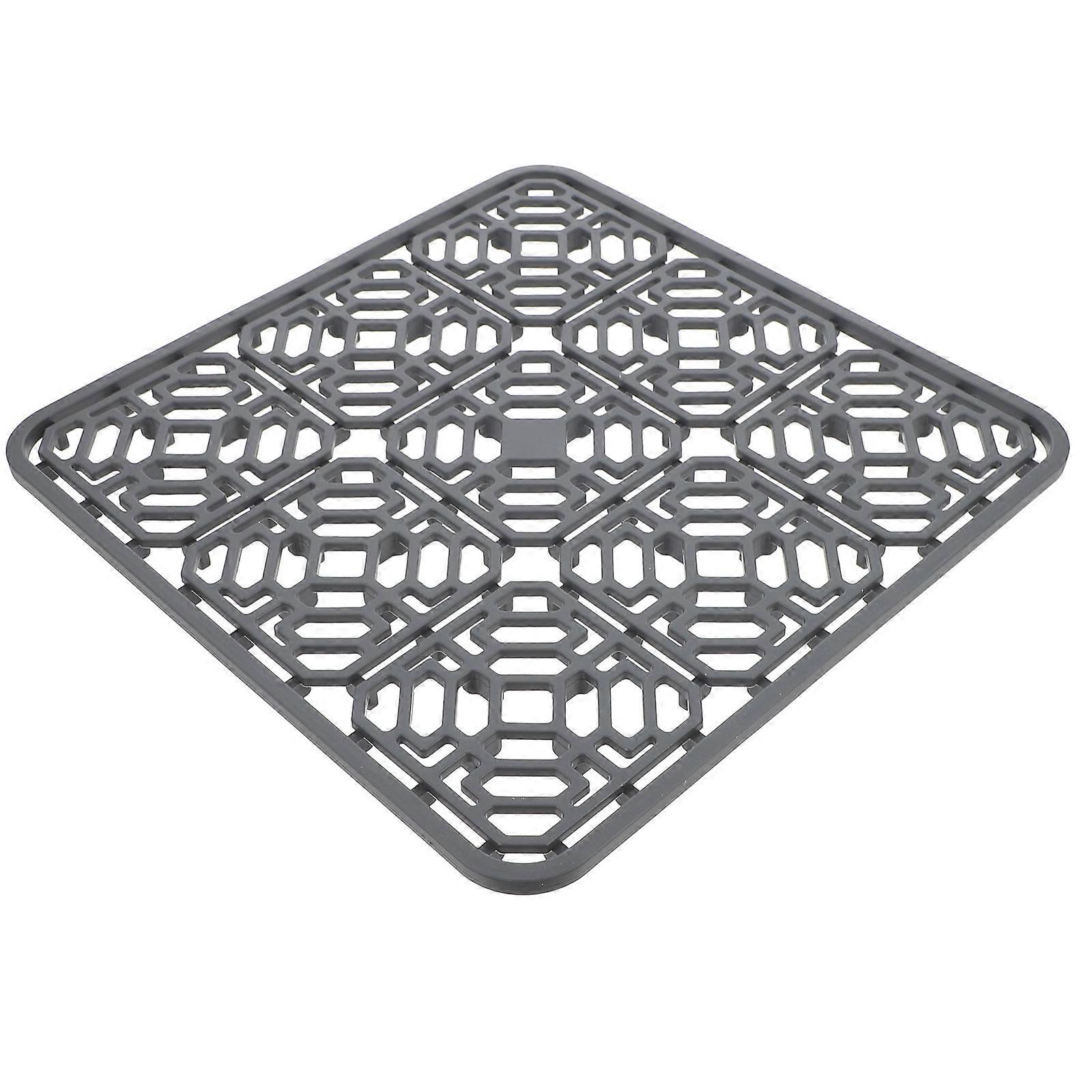 Hollow Draining Mat for Sink Countertop 2Pcs Silicone Drain Pad Dark Grey