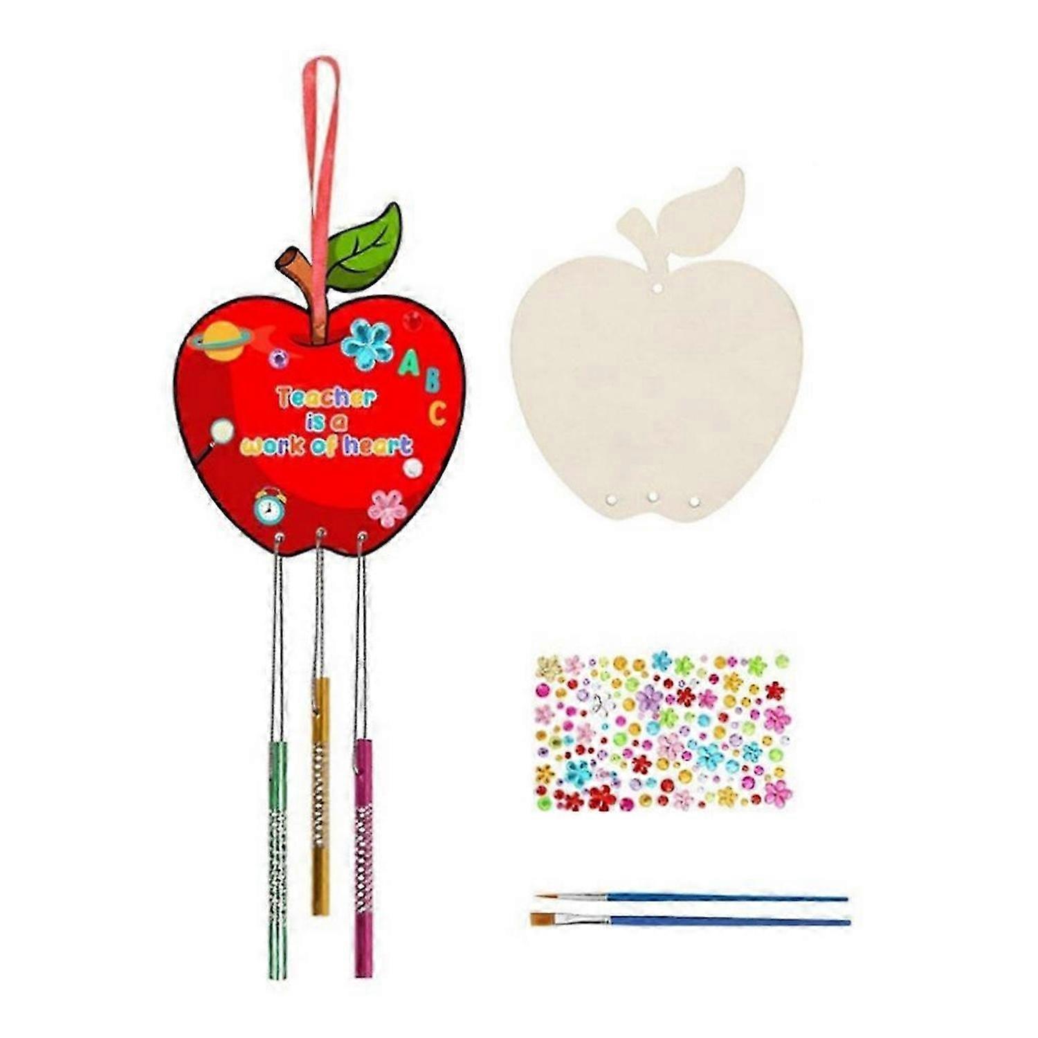 Children'S Wind Chime Ornaments DIY Painted Pendant,Apple Set