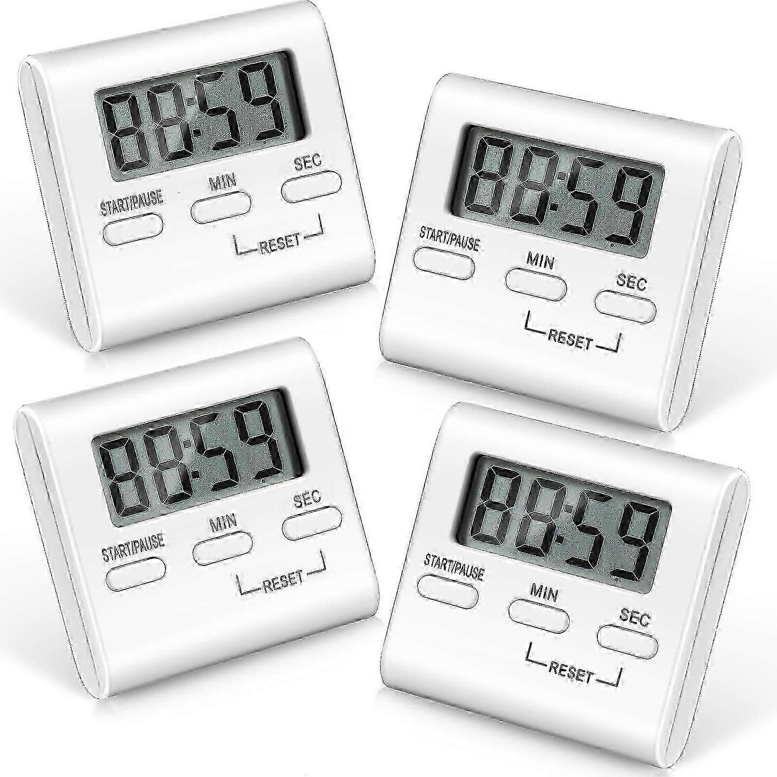 4 Pieces Timers, Kitchen Timer for Cooking, Digital Kitchen Cooking Timers, Egg Timer, Countdown Timer with Loud Alarm