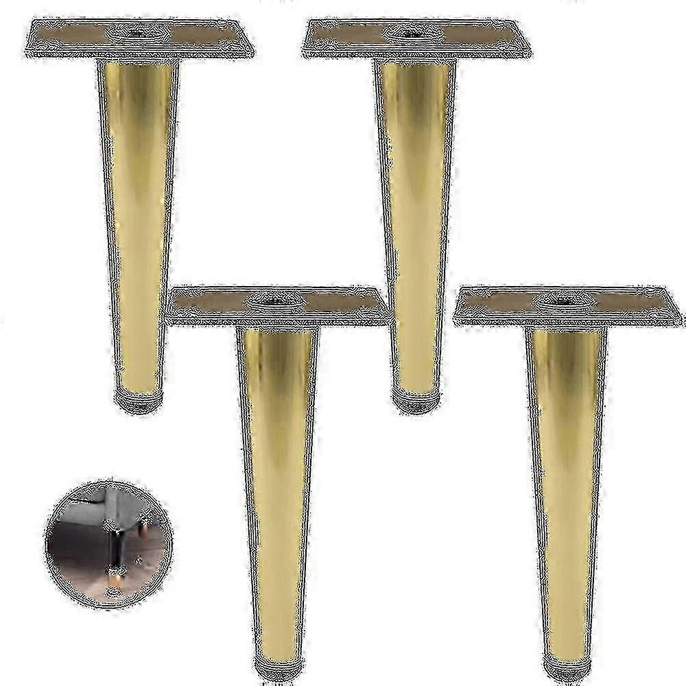 4 أرجل أثاث معدنية ذهبية - أرجل مستقيمة 15 سم لطاولة أريكة بجانب السرير