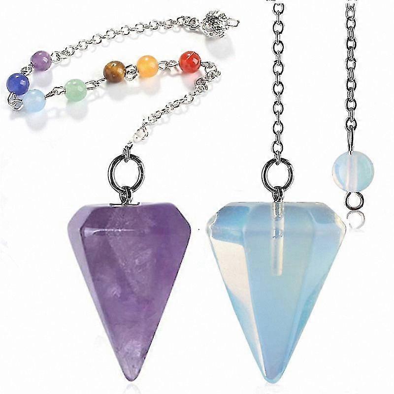 Crystal Pendulum for Divination Natural Cone Pendant with Flower of Life Design