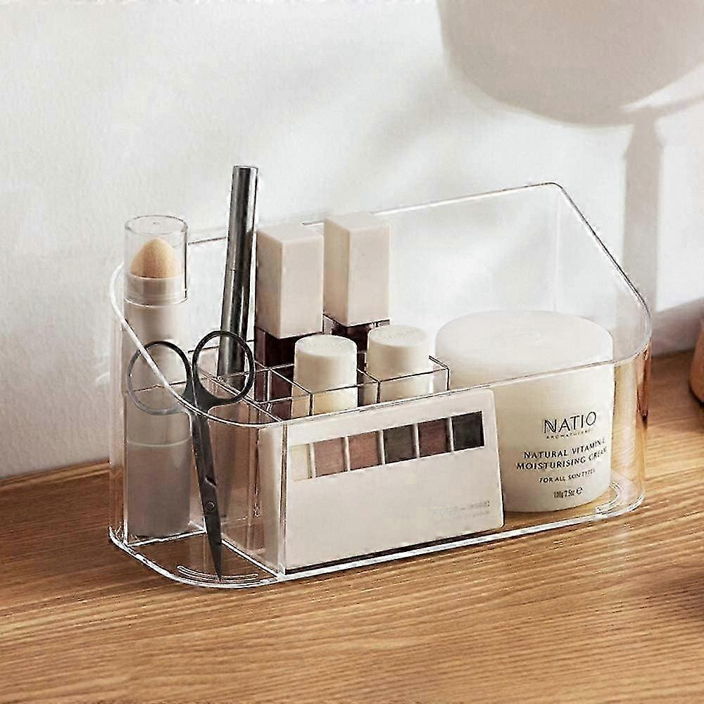 Cosmetic Storage Organizer with 9 Compartments and 2 Removable Dividers for Bathroom or Dressing Table Use