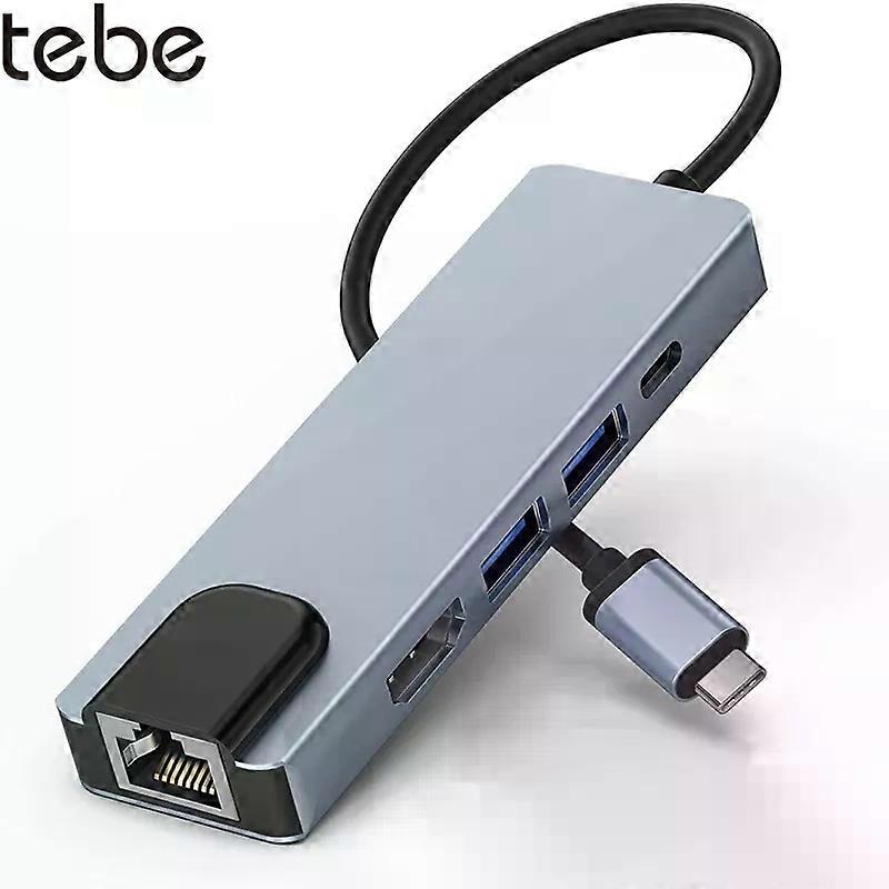 Tebe Type-c HUB USB-C to HDMI-Compatible USB3.0 Gigabit LAN Ethernet Docking Station Multi-Function USB C Hub For Macbook Dell
