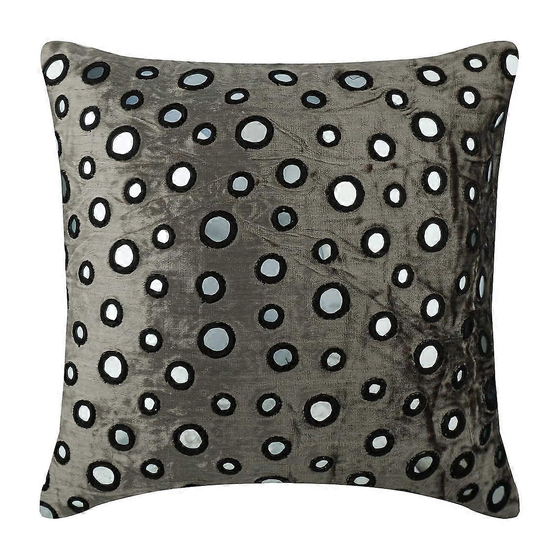 Pillow Cases, Grey Silver 24x24 inch Mirror Shams, Square Velvet Pillow Sham, Compatible with Circles & Dots - Mirror Shimmer