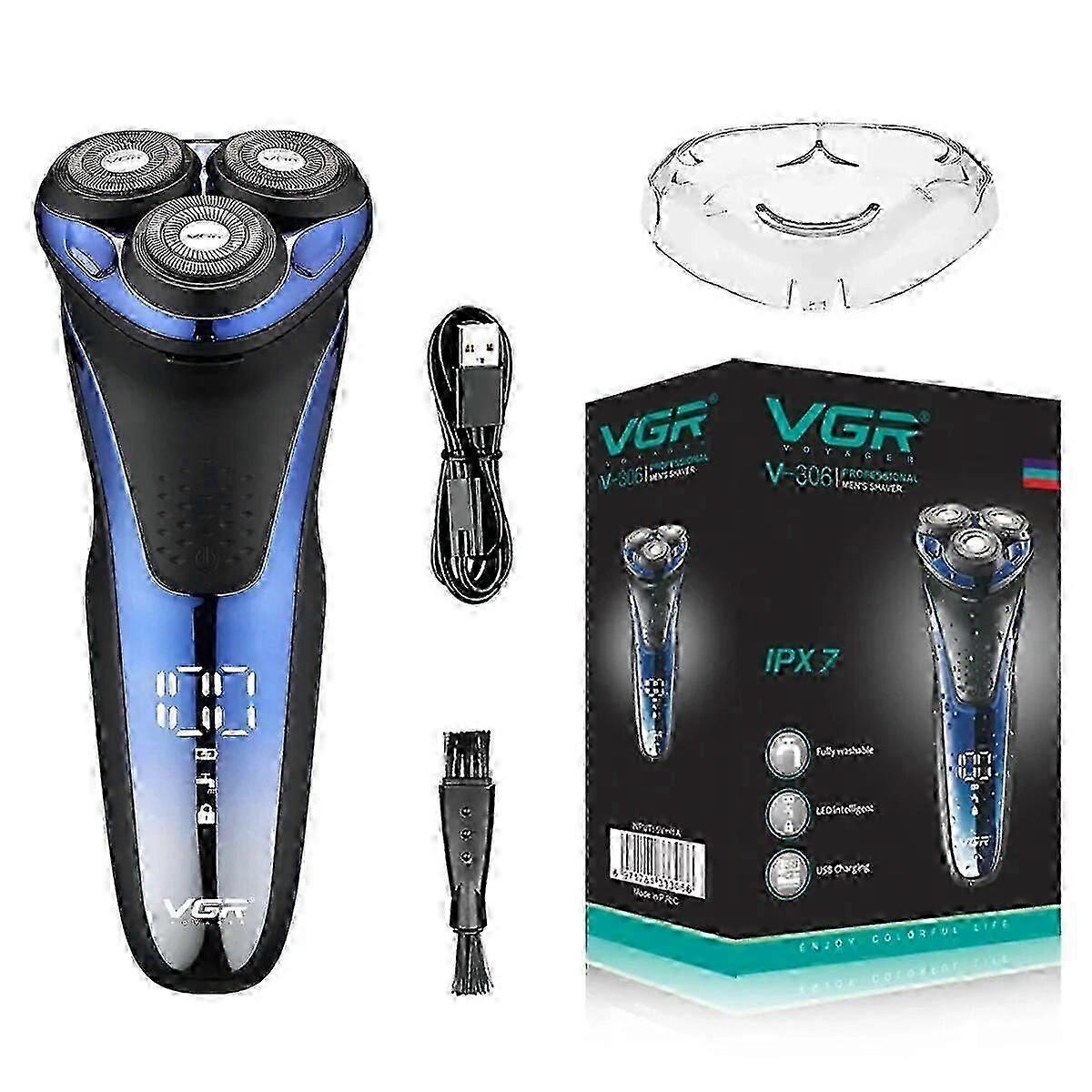 VGR Electric Shaver Professional Razor Waterproof Beard Trimmer Rotary 3D Floating Shaving Rechargeable Electric for Men V-306