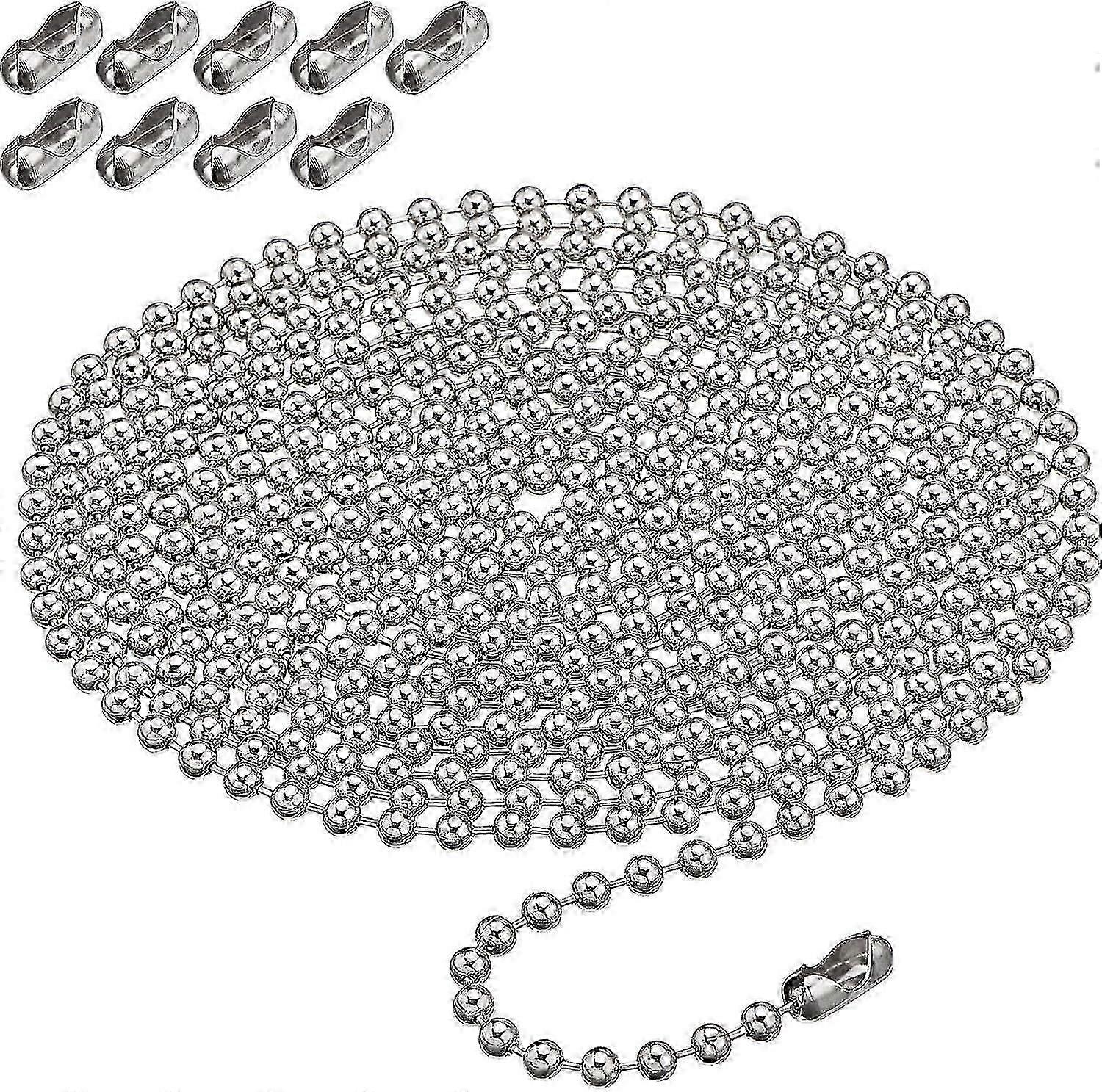 Roller Blind Chain Replacement Chain - Curtain Parts - Roller Blind Chain - 3 meters metal bead chain with 10 metal bead buttons