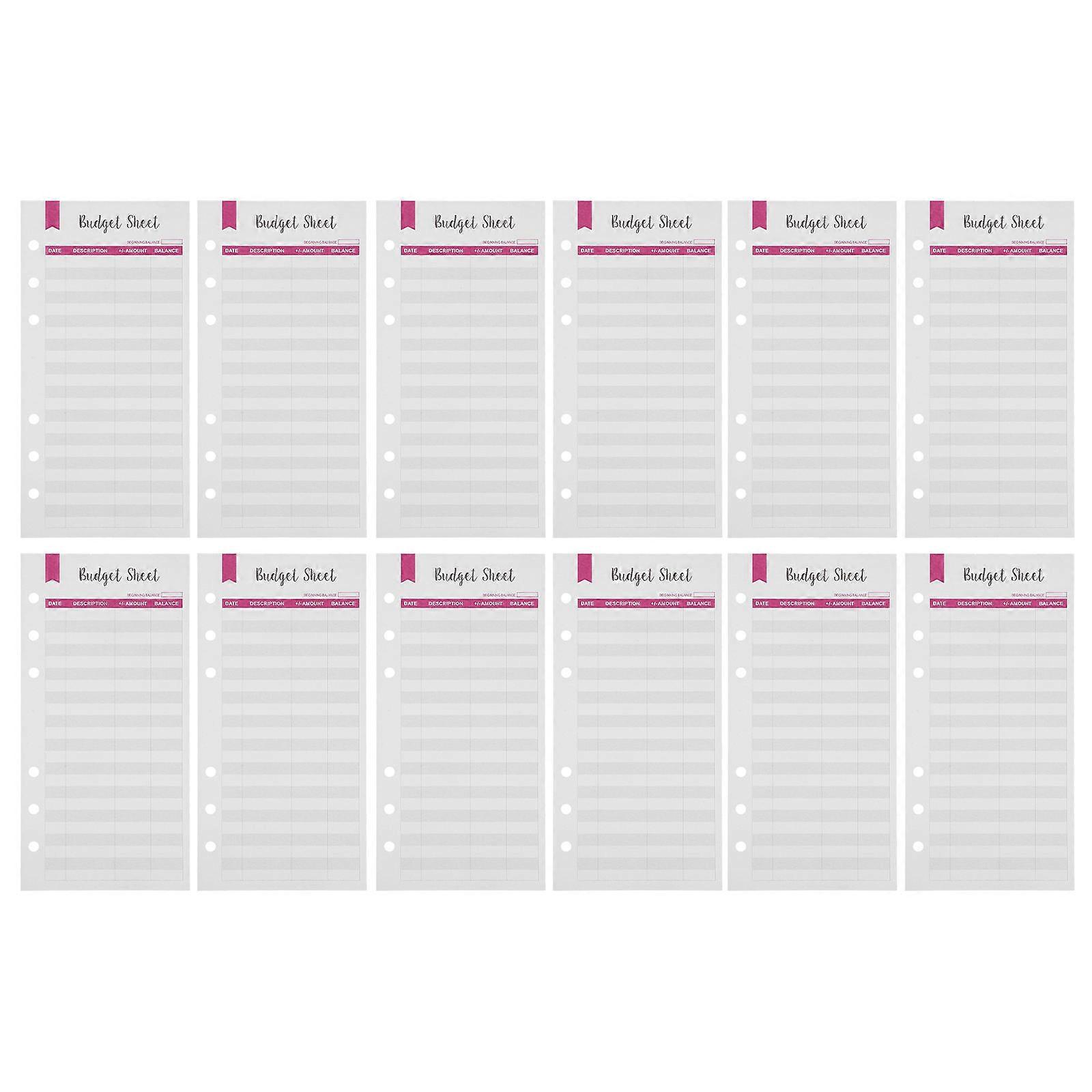 Cash Saving Binder 12Pcs A6 Refills Thick Budget Sheets For Adults Daily Use Red Paper