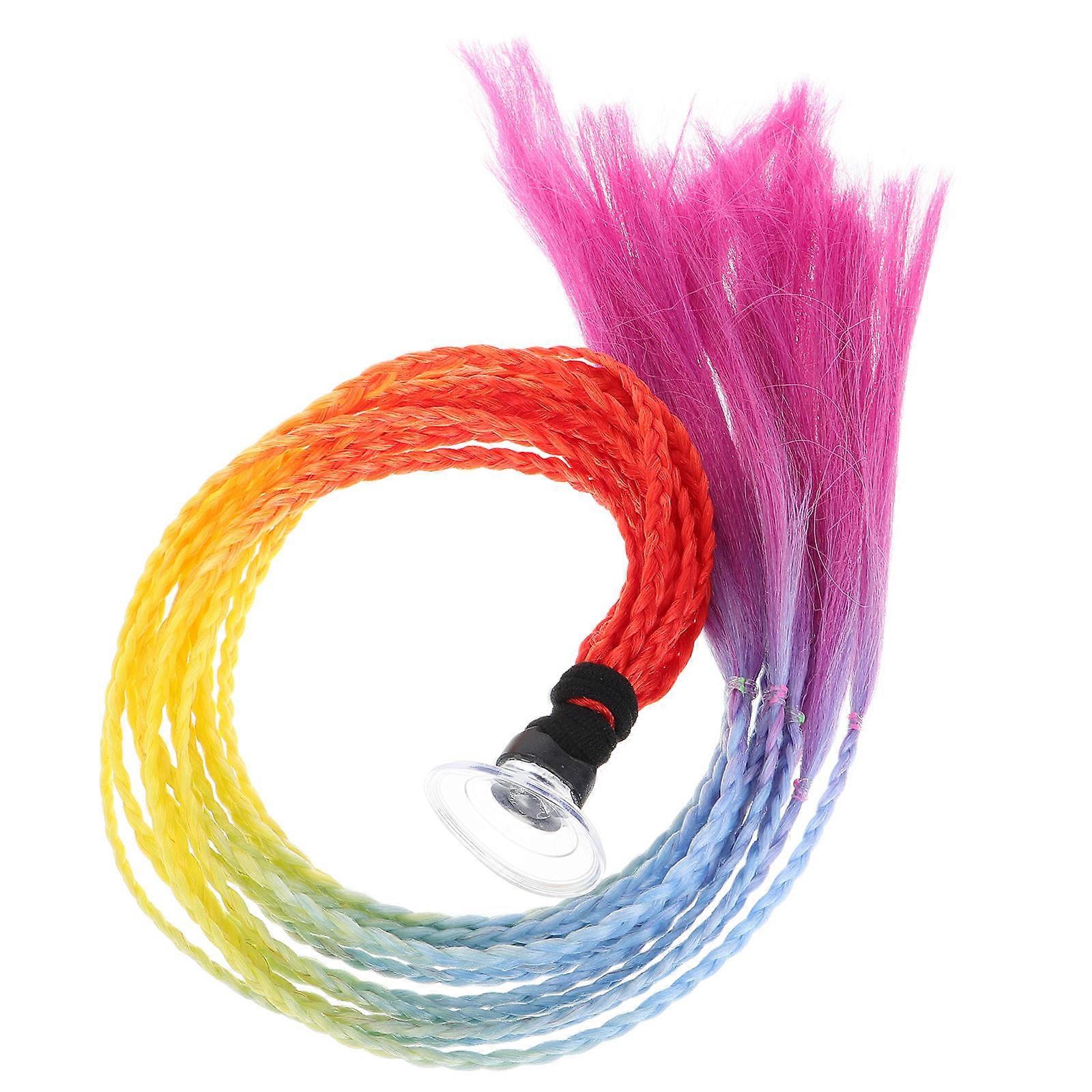 Motorcycle Braid Ponytail Decoration Featuring Suction Cup Attachment Ideal for Women Motorcycle Enthusiasts with Multi Color 1Pack