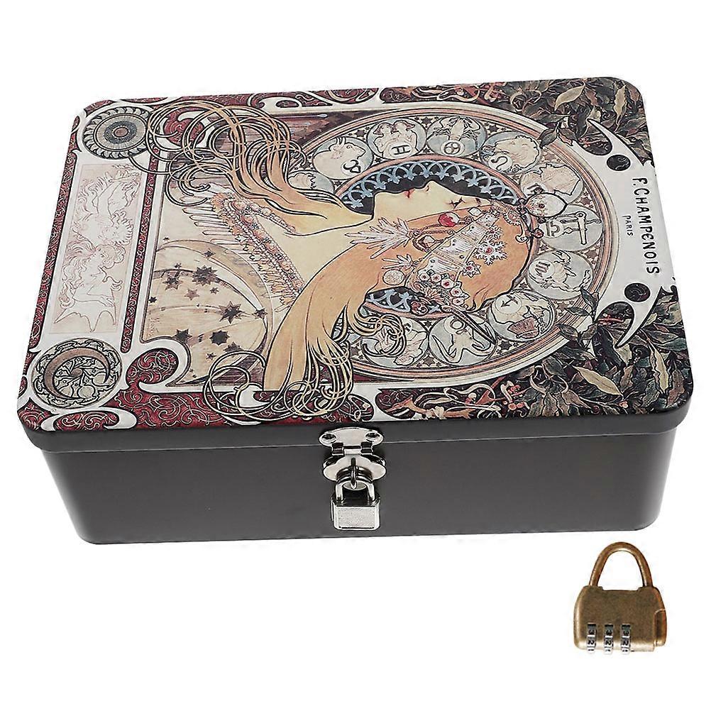 Retro Style Multi Color Tinplate Storage Box With Lock For Organizing Jewelry Perfect For Home And Office 2Pcs
