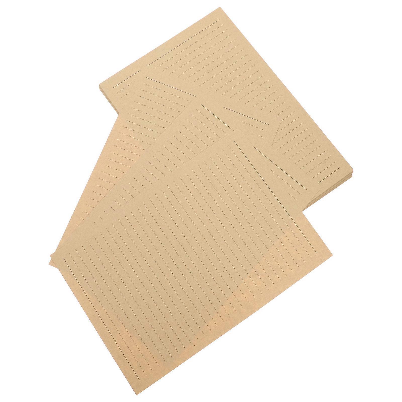 Lined Kraft Paper Sheets Vintage Letter Writing Paper Set B5 Light Brown For Handwritten Notes 50Sheets