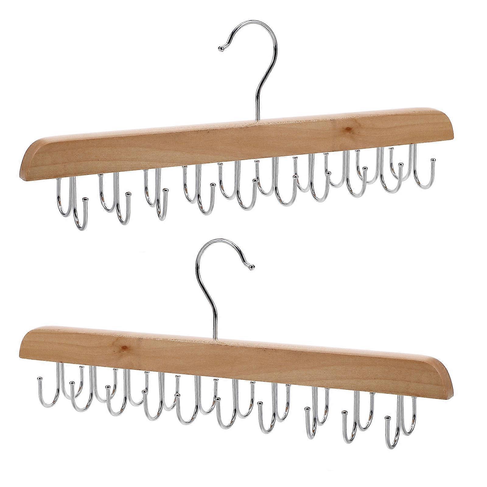 Khaki Bra Organizer Wood Hanger with Hooks for Closet Space Saver 4Pcs