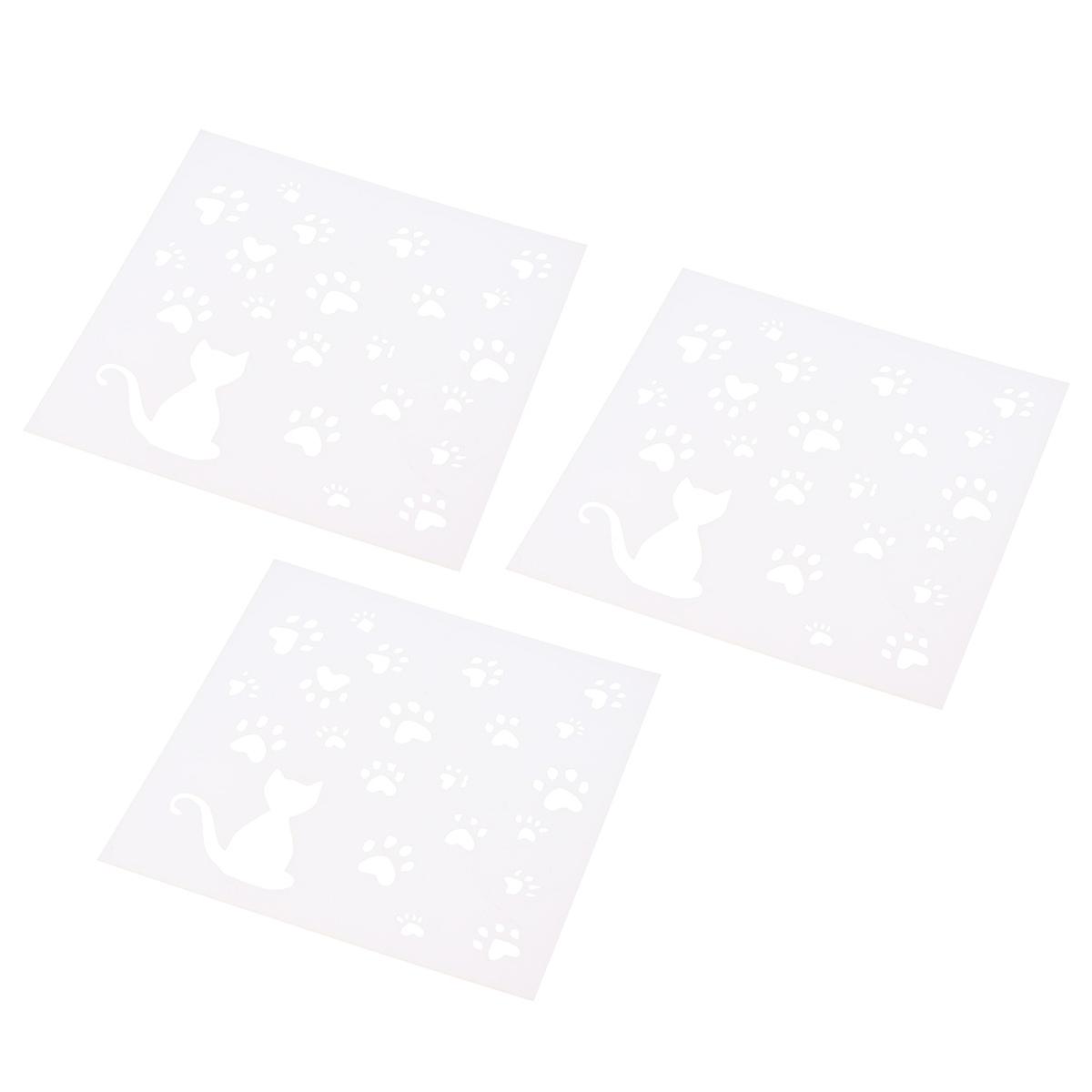 Square Cat Pattern Drawing Stencils For Children And Students In White 6 Pcs Craft Making Templates