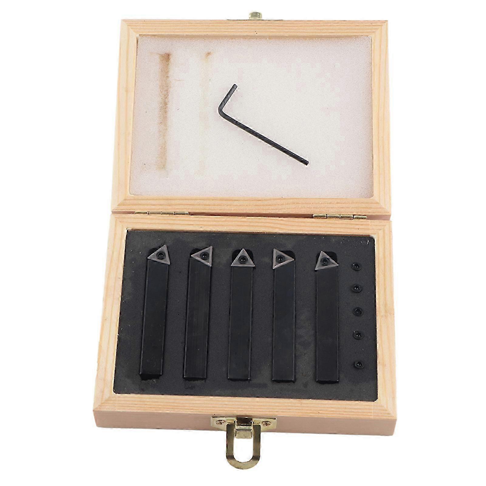 5Pcs 3/8in Indexable Turning Tool Set Cemented Carbide Machining Lathes Cutting Facing Tools