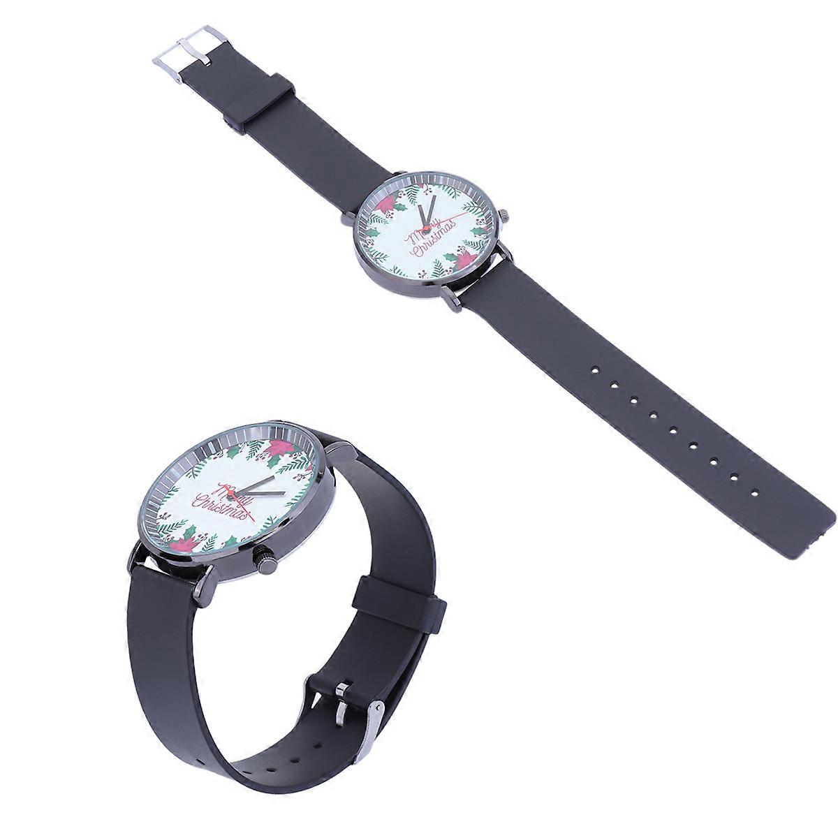2Pcs Casual Christmas Wrist Watch For Students Men Women Featuring Rectangular Shape And Timekeeping Functionality