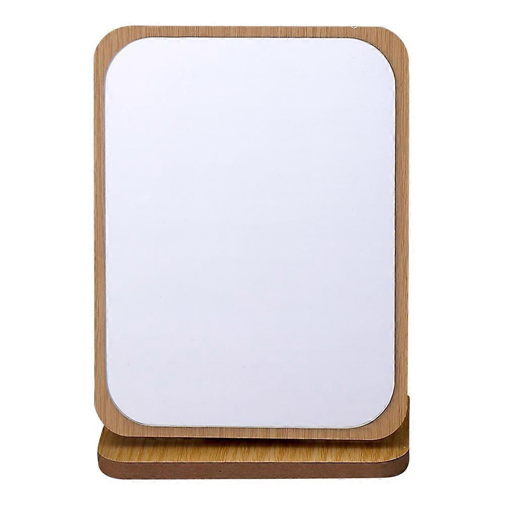 Single-Side Makeup Mirror Tabletop Accessory Light Brown Adjustable Angle Foldable 1Set
