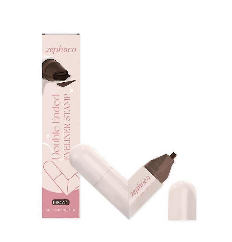 Double-Ended Black/Brown Seal Eyeliner - Quick-Dry, Non-Smudging, Easy Application new