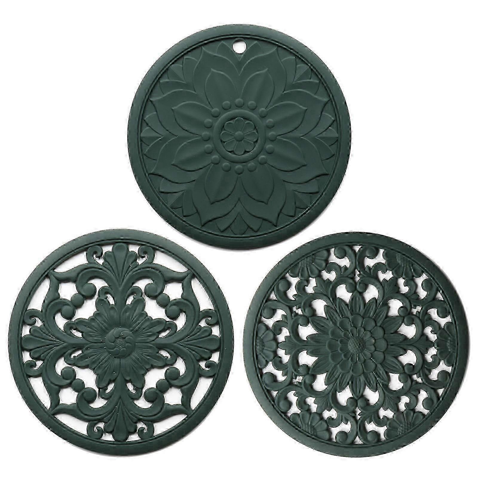 Trivet Mat Set with Carved Patterns Hot Pot Hot Pads QQQ