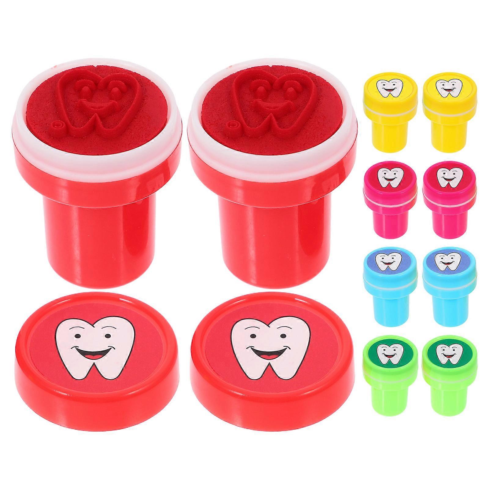 Assorted Inking Stamps Kids Cartoon Teeth Pattern Stamps 40Pcs