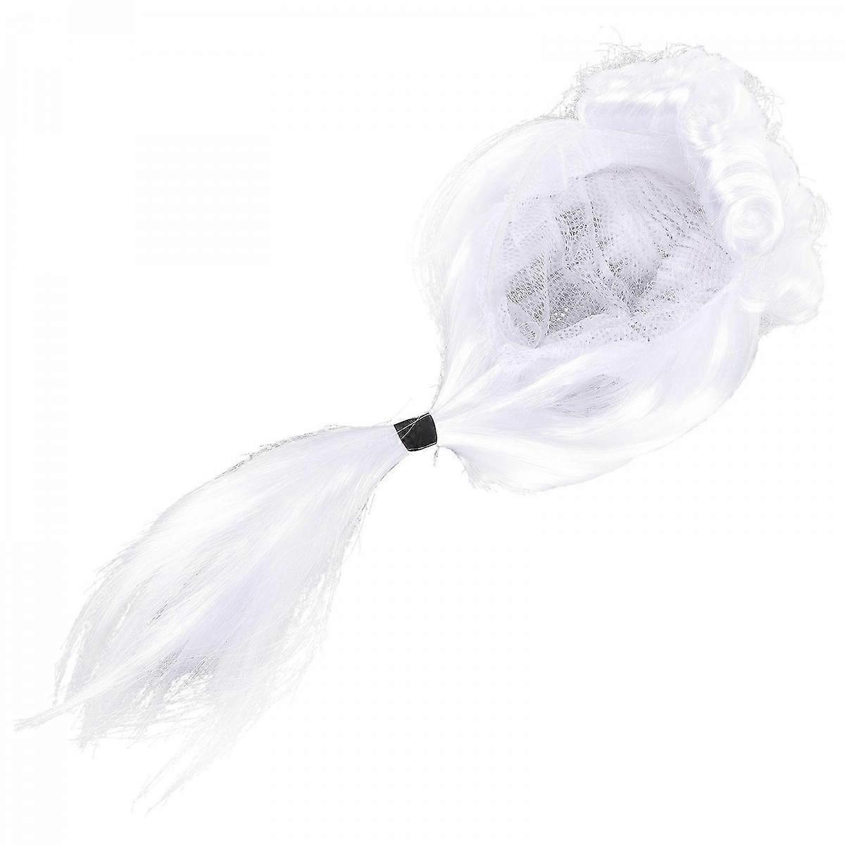 White Adjustable Fiber Wig for RolePlaying Decoration with Long Curly Style and Comfortable Fit