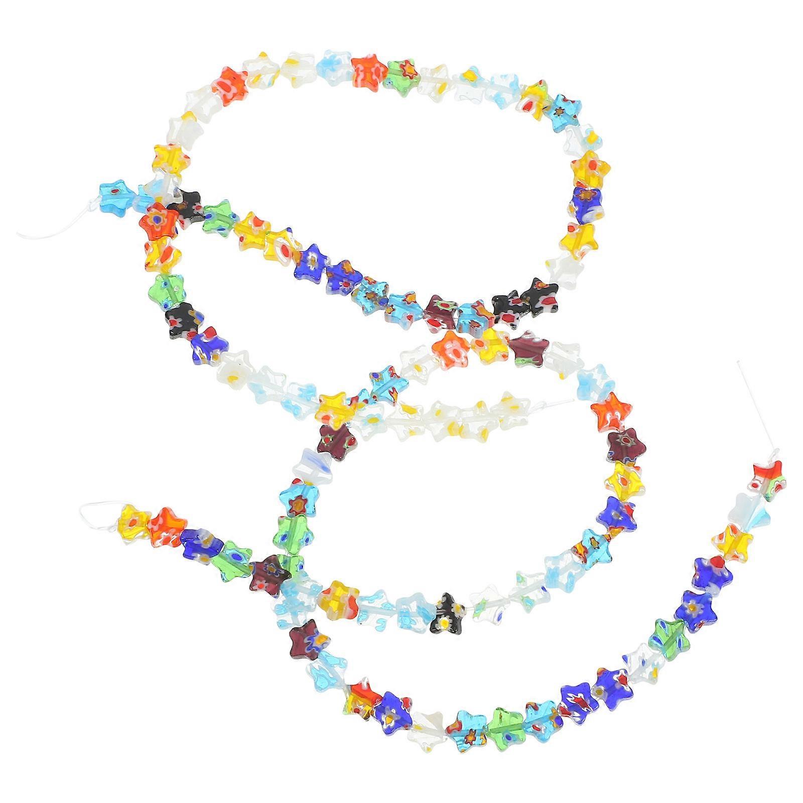 Crafting Beads For DIY Crafts Decorative Glass Charms Five-Pointed Star Shape 48 Pieces Per String Multi Color