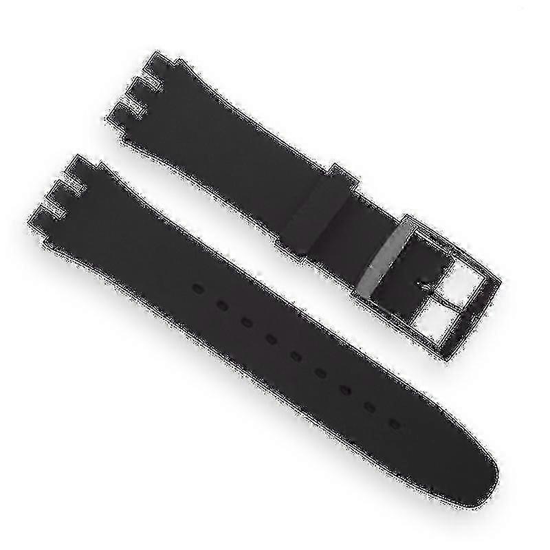 רצועת שעון סיליקון שחורה ל-Swatch עם אבזם - רצועה חלופית 16 מ"מ 17 מ"מ 19 מ"מ 20 מ"מ