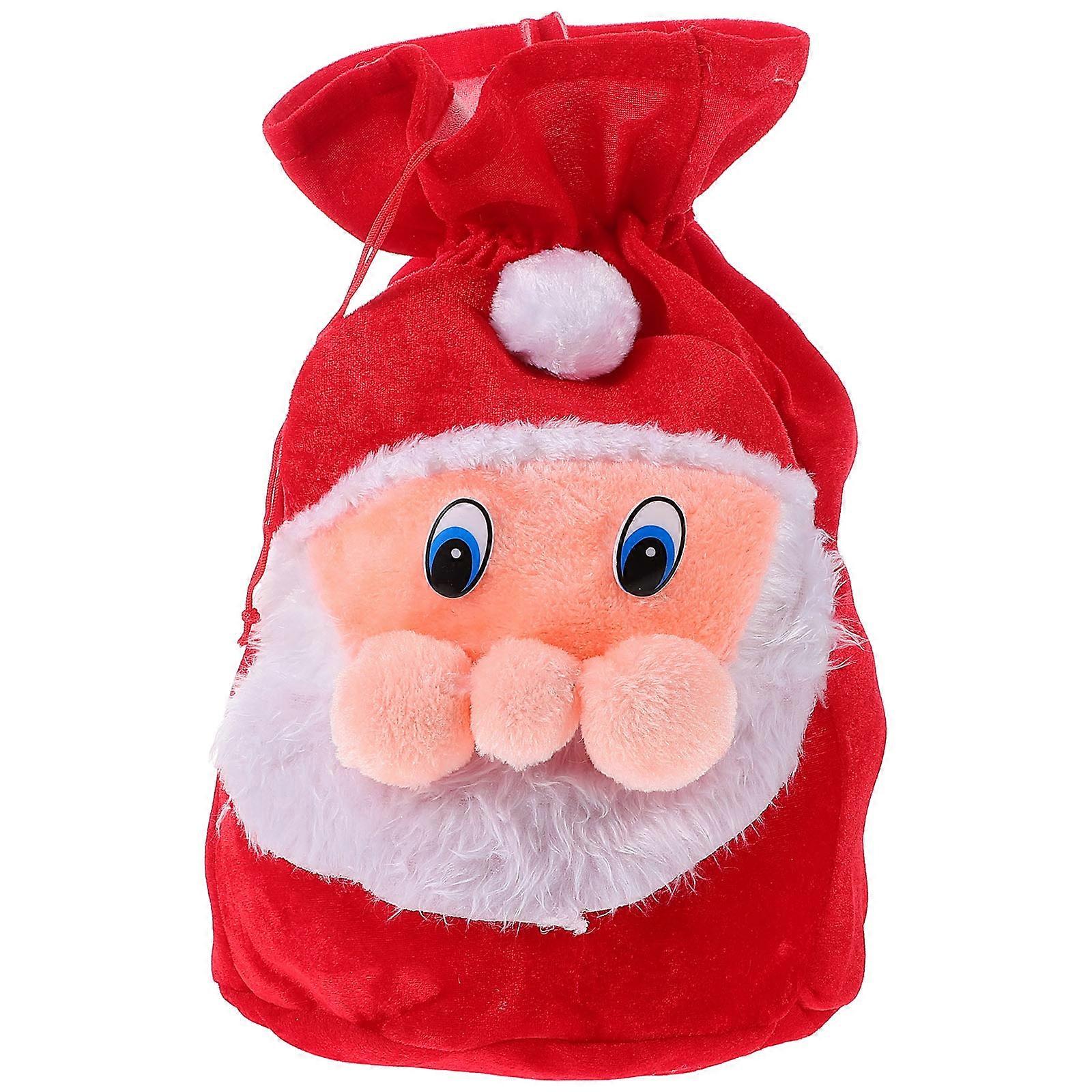 Plush Santa Gift Bag 4Pcs Drawstring Pouch For Christmas Party Gift Giving With Large Size And Comfortable Texture