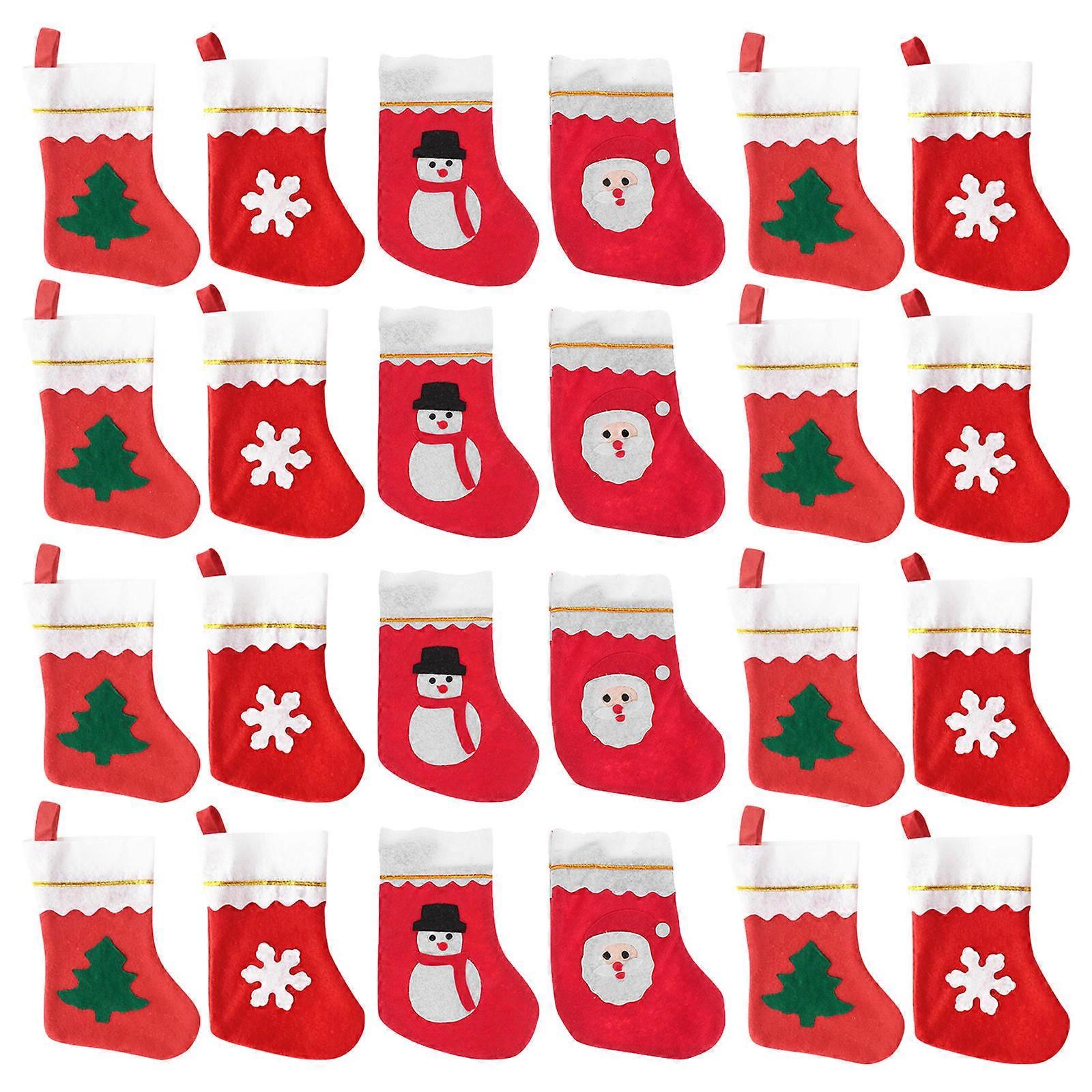 Christmas Sock Pendant for Party with 24Pcs Hanging Decorative Socks