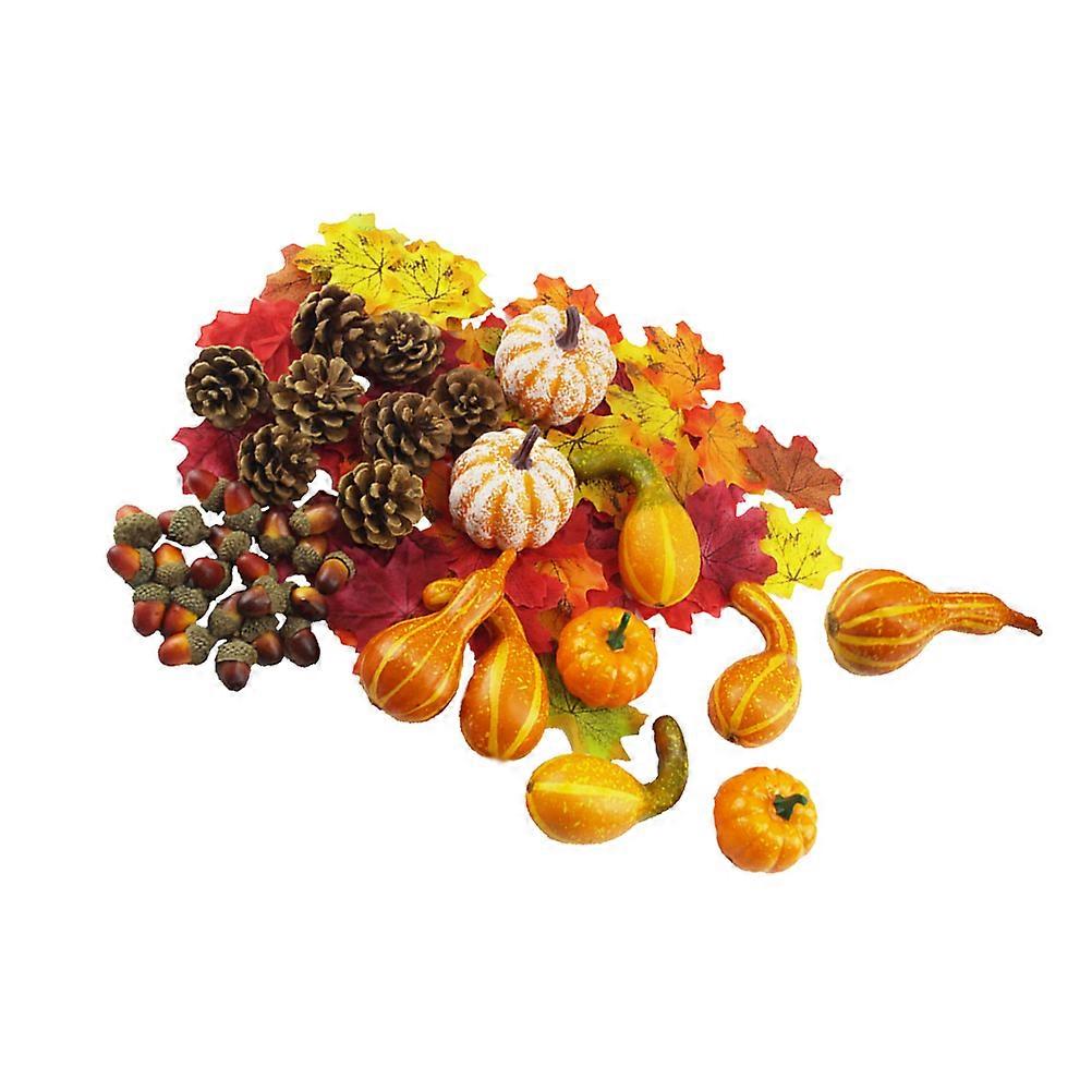 Halloween Artificial Pumpkin Set for Decoration 2Pcs Acorn Maple Leaf