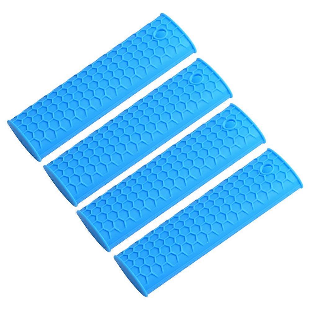 Silicone Handle Cover Heat Insulation Prevent Burns Kitchen Tool Blue 4Set