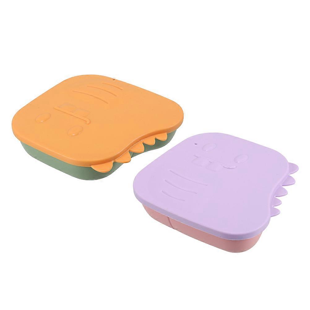 Cute Cartoon Toddler Plates With Suction Base For Children Home Use Assorted Color Divided Design 2Pcs