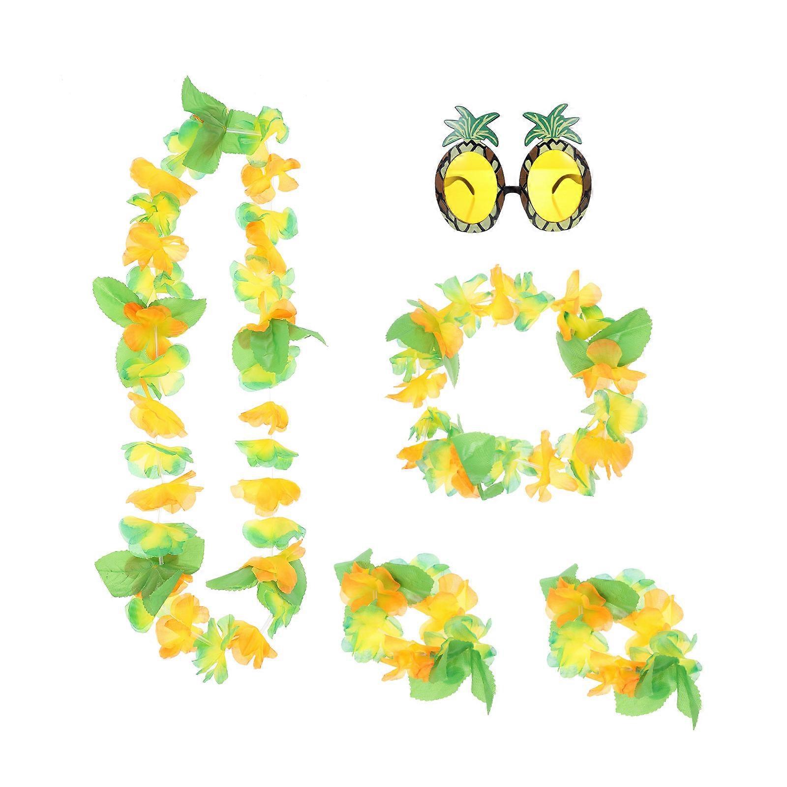 Hawaii Garland Flower Glasses Set for Party Decor 1Set Simulation Pineapple Design