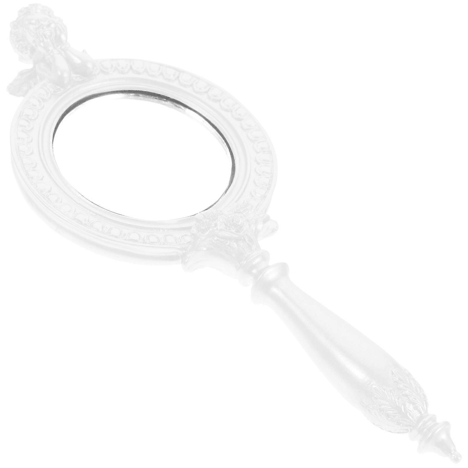 Hand Mirror Resin Makeup Mirror for Daily Use 4Pcs Portable White Set