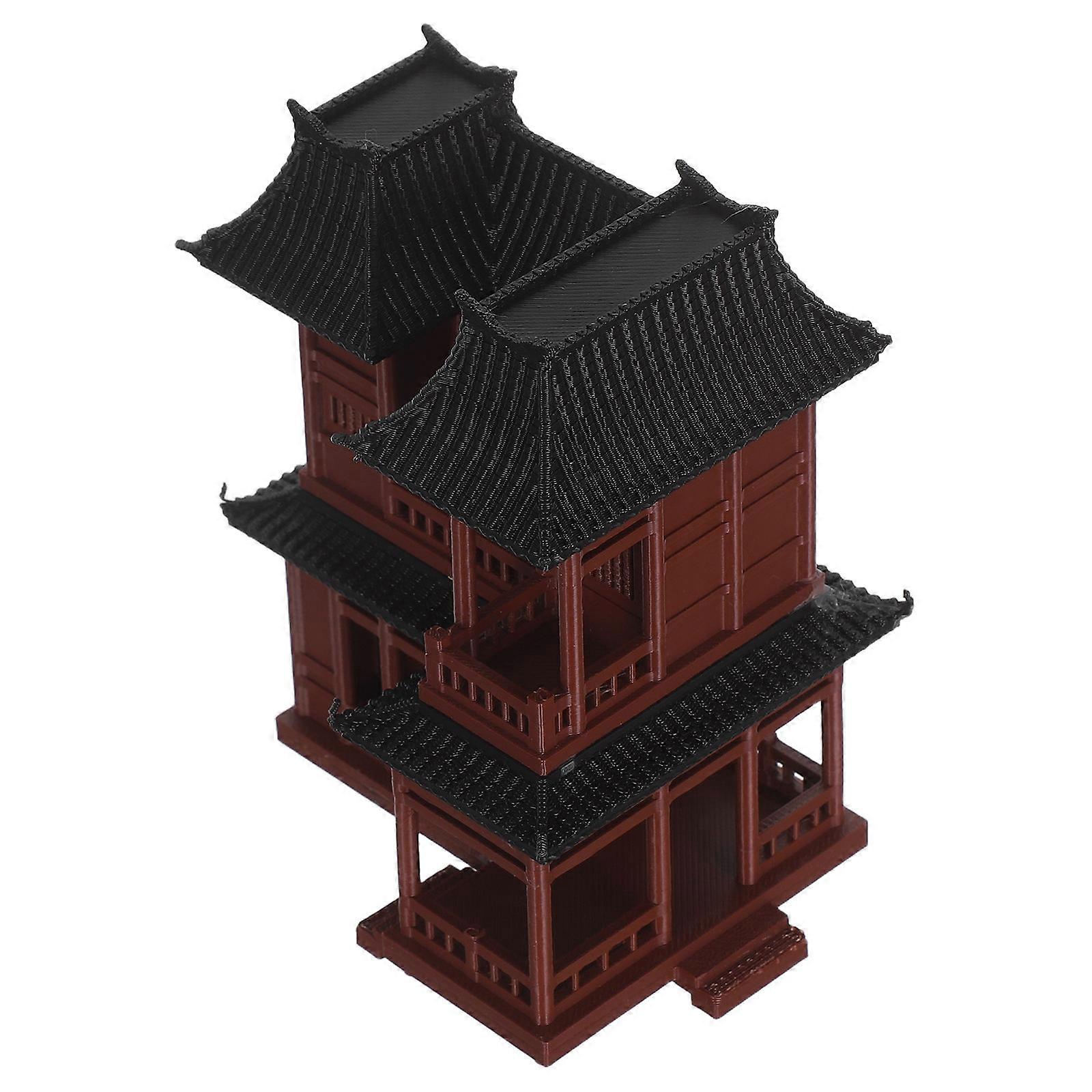 Plastic Miniature Pavilion Statue for Japanese Bonsai Decor 2Pcs