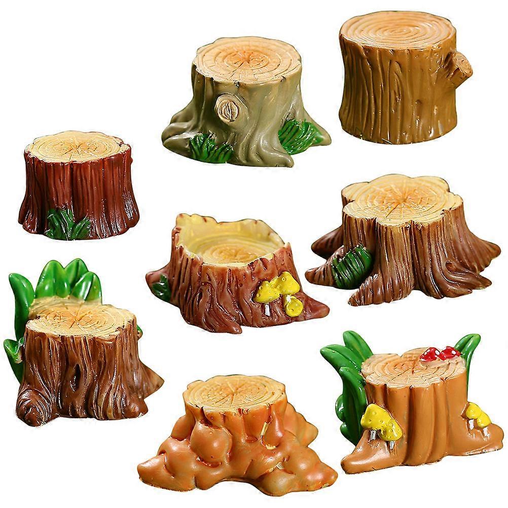 40Pcs Miniature Tree Stakes Resin Stump for Garden Ornament
