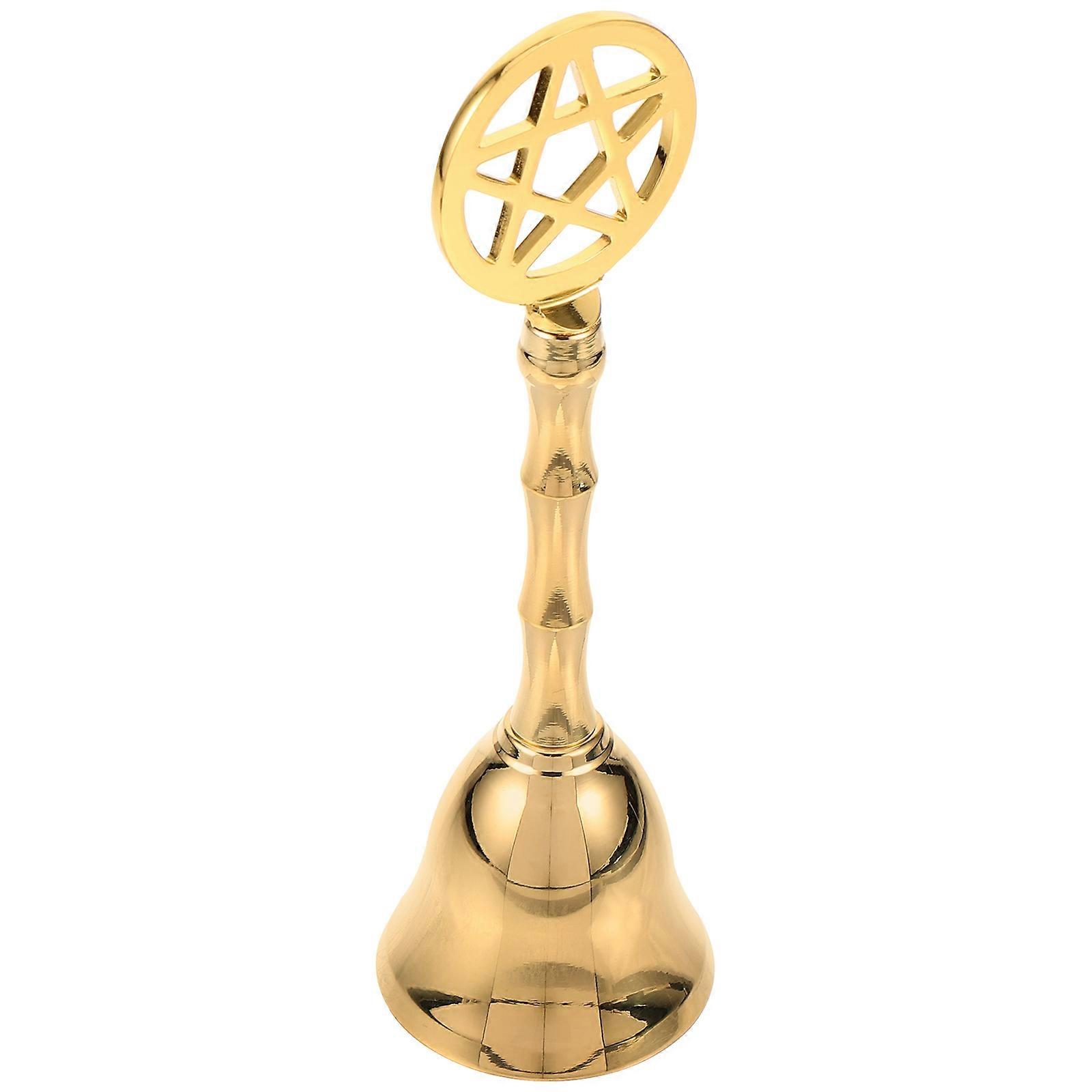 Altar Bell Copper Handheld Bell for Ritual Decor 2Pcs Golden