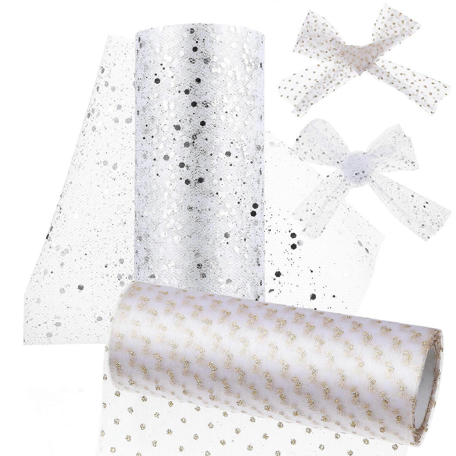 Hexagonal Sequin Tulle Fabric for Wedding Table Decoration 6 Rolls