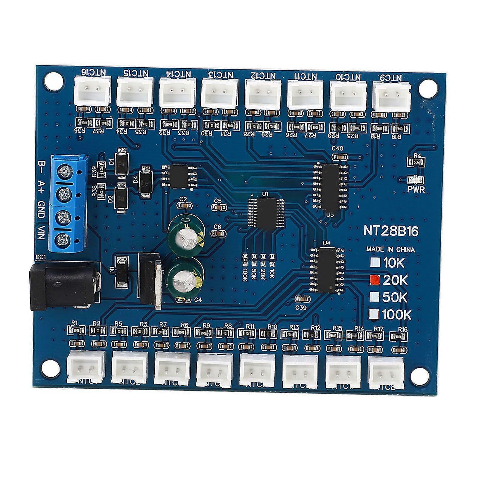 Temperature Sensor Module 16 Channels RS485 20 to +125 Temp Measurement Board for B3950 1% NTC 20K 2K-200K