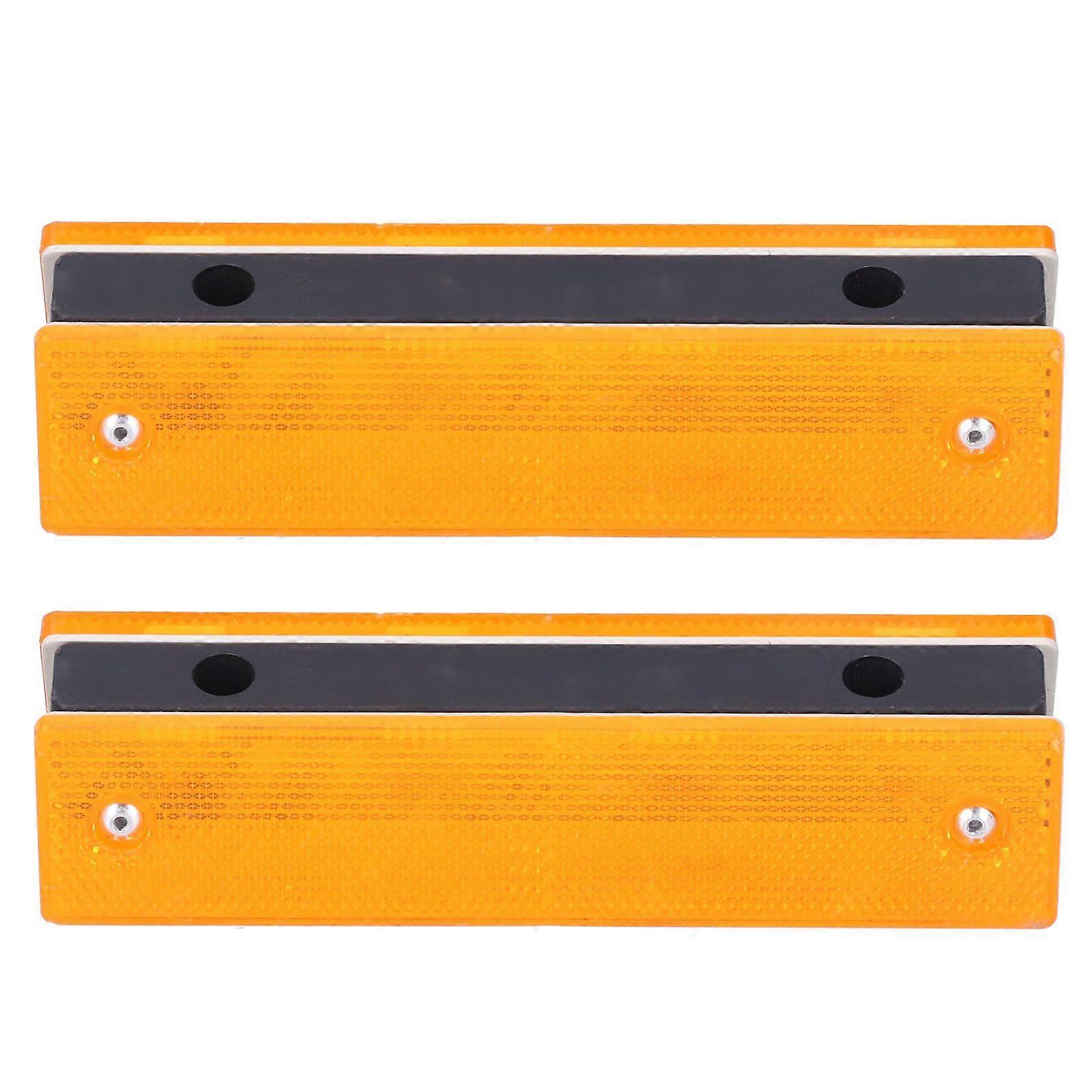 2PCS Rectangle Reflective Sign Road Stud Marker for Highway Traffic Warning Facilities(YellowYellow )