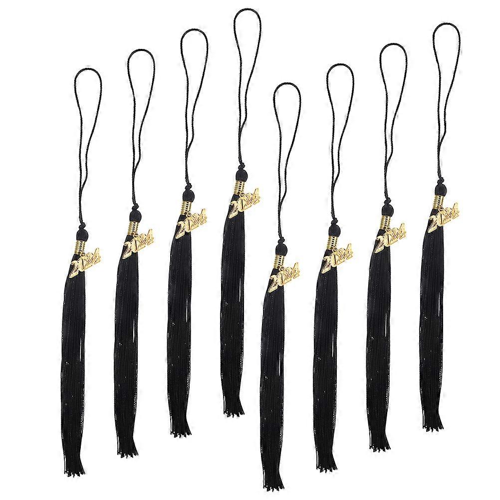Graduation Caps Tassels Graduation Hat Accessories for DIY 8Pcs Black Polyester