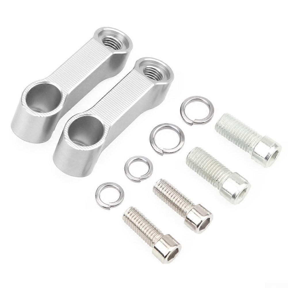Motorcycle Rearview Mirror Extension Bracket Adapter with Screws and Washers, Silver Fitment