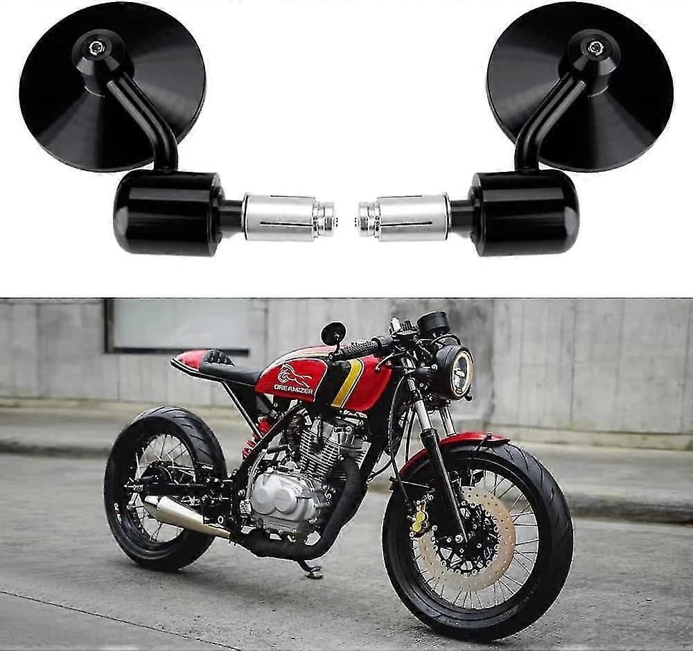 Rund motorcykel backspegel, 7/8 "22 mm styrändspeglar för Street Bike Dirt Bike Scooter Chopper Cruiser