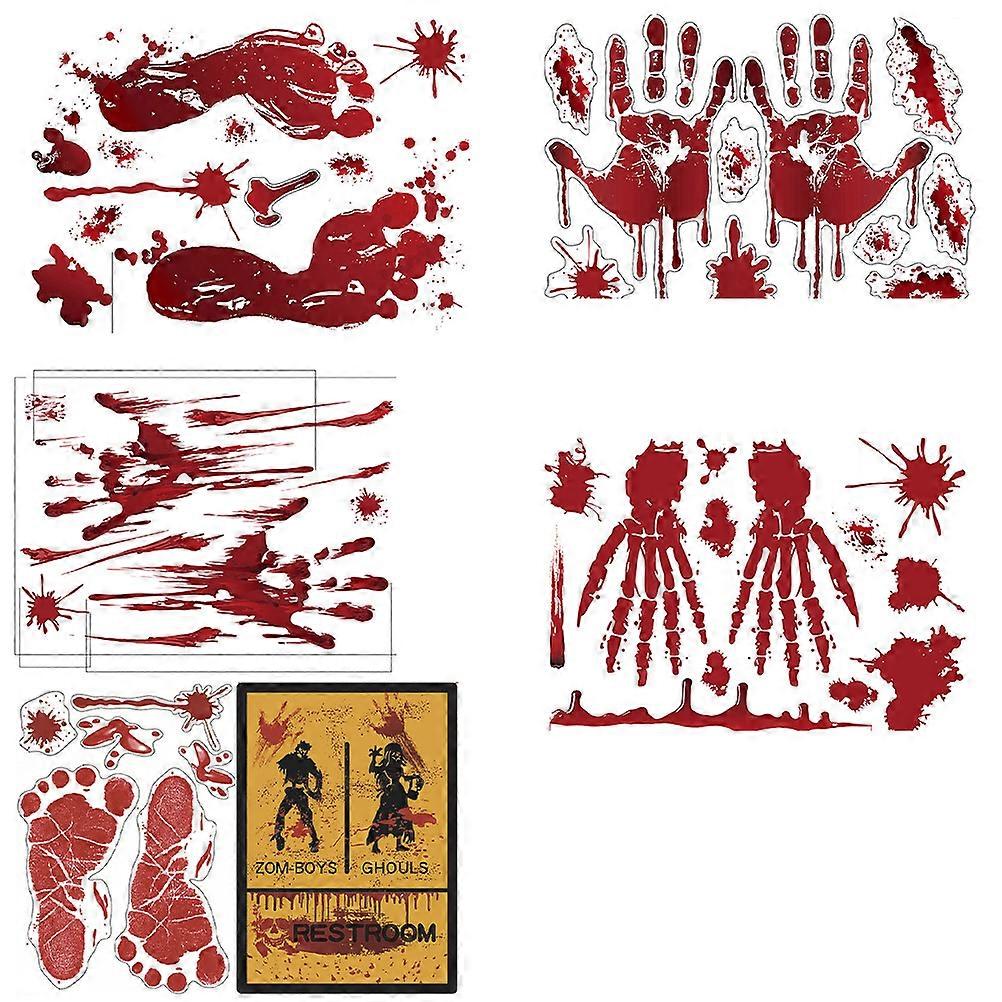 Halloween Sticker Decoration Blood Handprint Pattern for 15Pcs Set