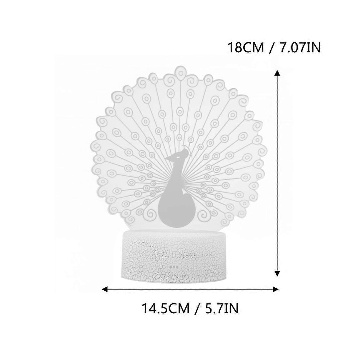 Illusion Night Light Touch Peacock Shape For Women 1Set