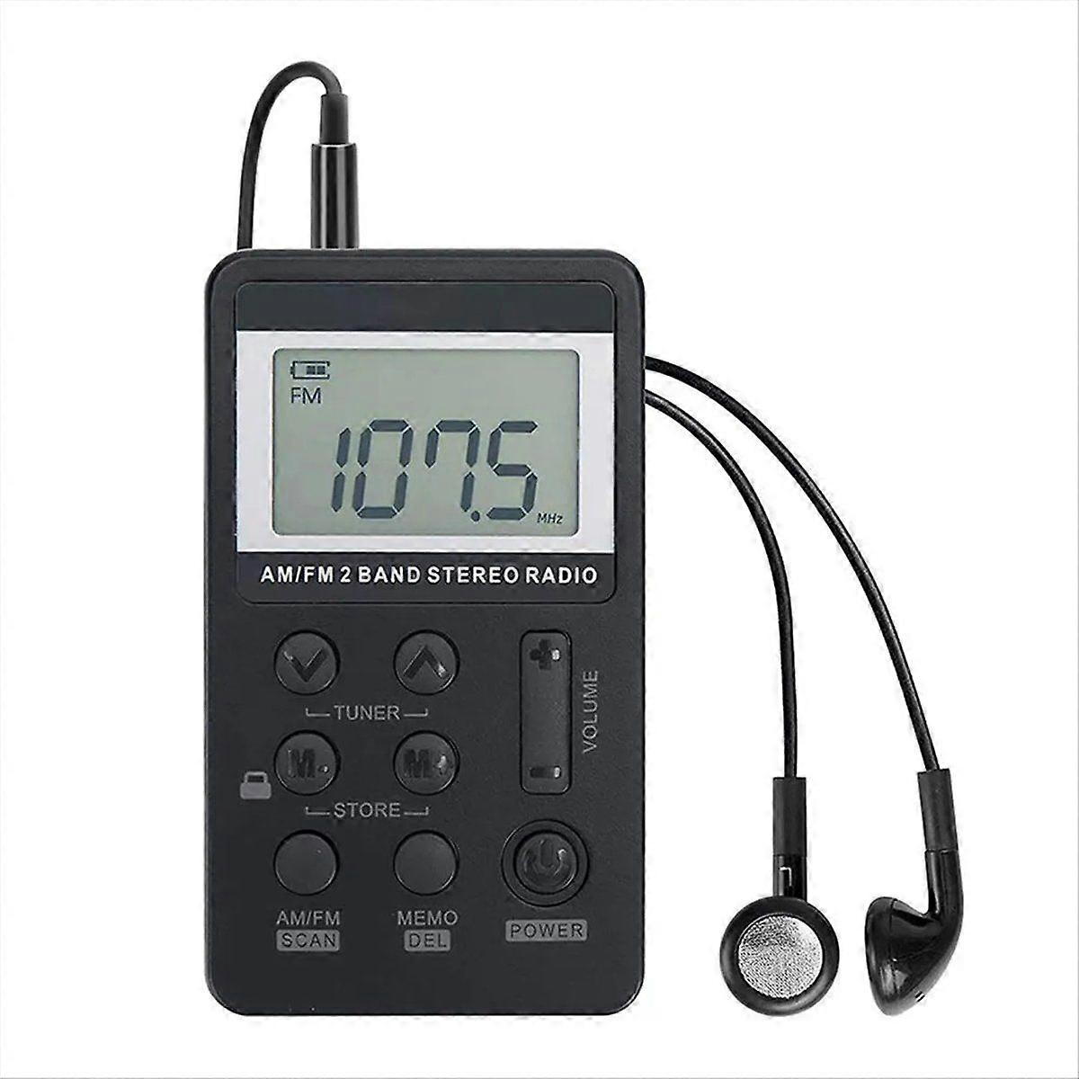 Portable Radio FM/AM Dual Band Stereo Digital Portable Mini Radio Receiver with LCD Display Rechargeable Battery