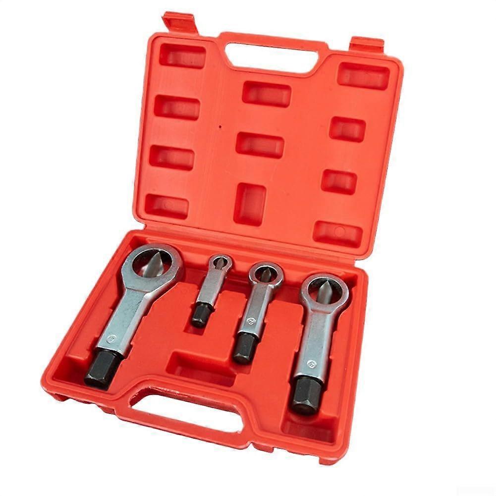 Nut Splitter 4Piece Set Chrome Vanadium Steel, Damaged Bolt Remover Tool, 927mm Hex Socket Wrench, For Corroded Rusted Nuts