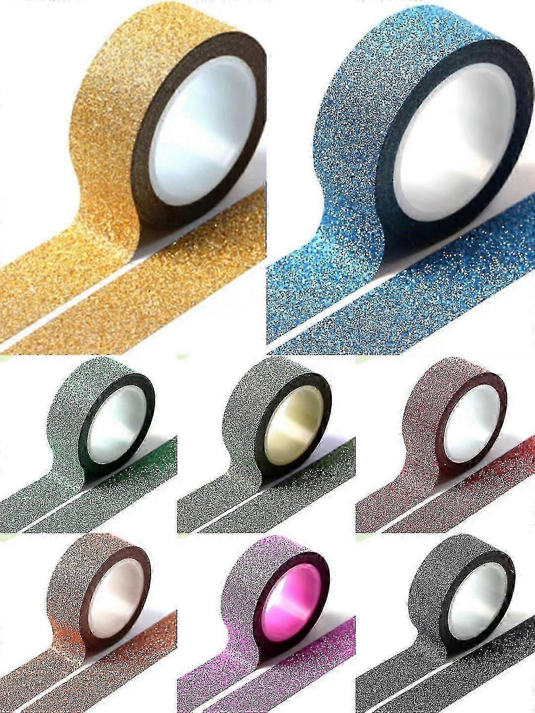 8rolls Gold Glitter Tape,15mm By 5m,for Scrapbook,crafting