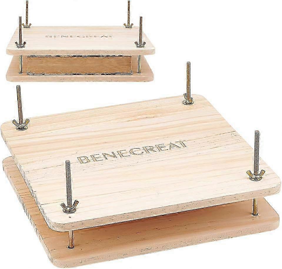 25-26 Book Press Bookbinding Wooden Book Press Tool Portable Binding Press Machine with Iron Nut Wing Nuts Gasket for Home School Office Bookbinding S