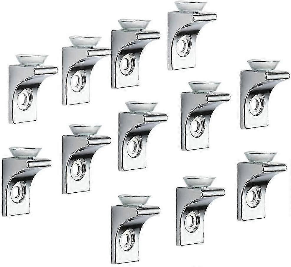 Glass Shelf Bracket, 12 Pcs Zinc Alloy Polished Chrome Right Angle Support Fixing Clip With Suction Cup