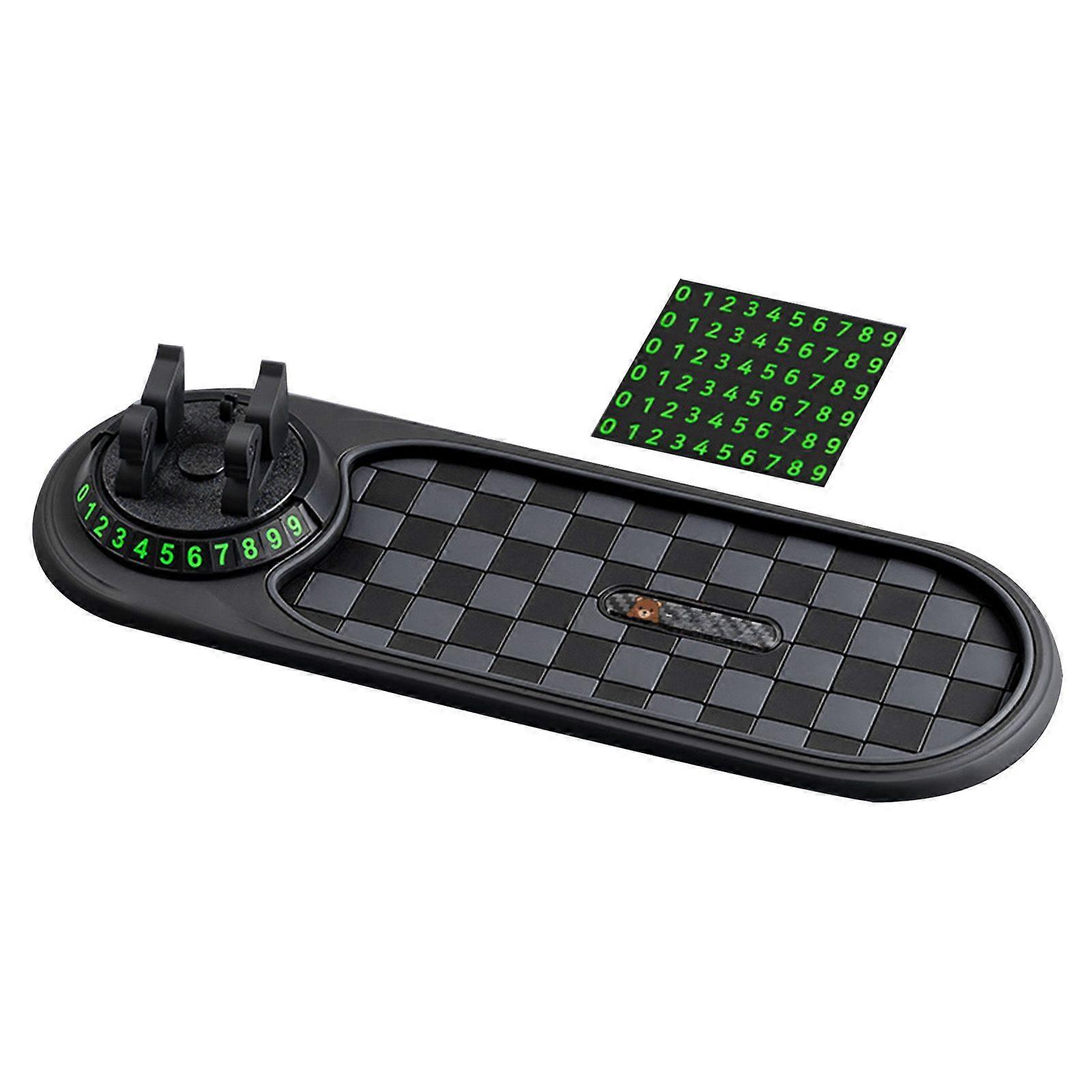 Dashboard Anti Slip Mat with Phone Holder 360-Degree Rotation Dashboard Mount Built-in Parking Number Plate Secure Phone Holder for Driving